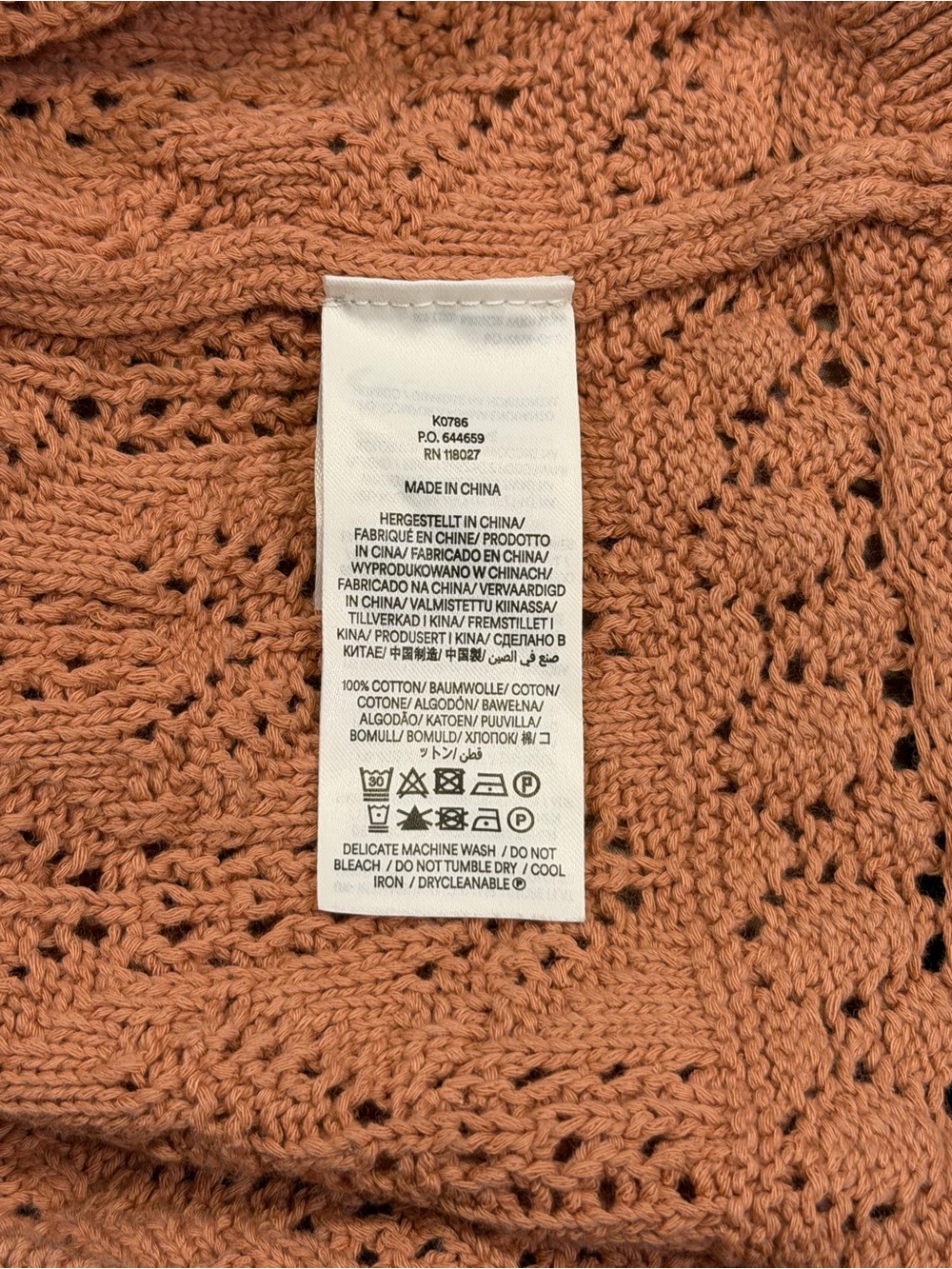 BODEN Size Small Coral Pointelle Open Knit Short Sleeve Cardigan Cottagecore - Picture 4 of 6